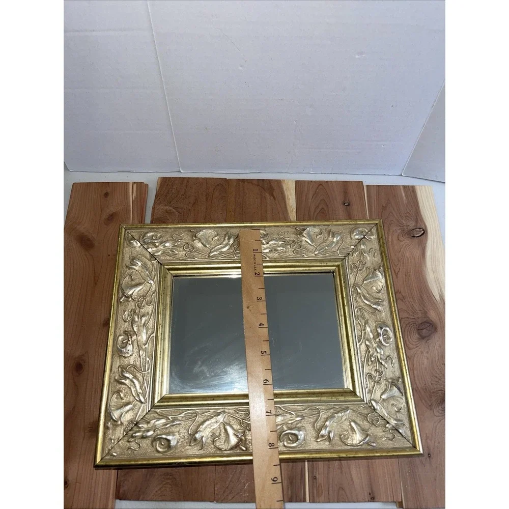 Martin Aborn AM5 Wide Gold Wooden Mirror Italian Floral Design 9x11 Art Deco